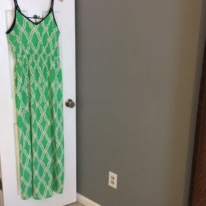 Green lattice maxi dress